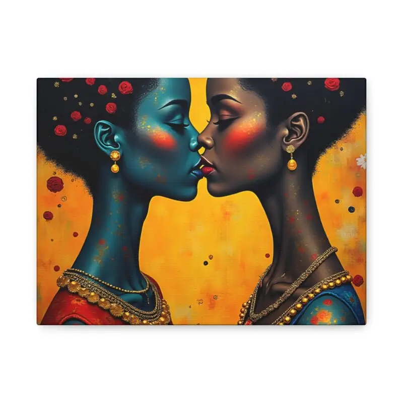 Canvas Wall Art, The Kiss Painting, Romantic Home Decor, Love Artwork, Anniversary Gift, Modern Wall Decor